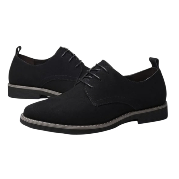 Classic Men's Black Suede Derby Shoes Size 40 - Picture 5 of 7